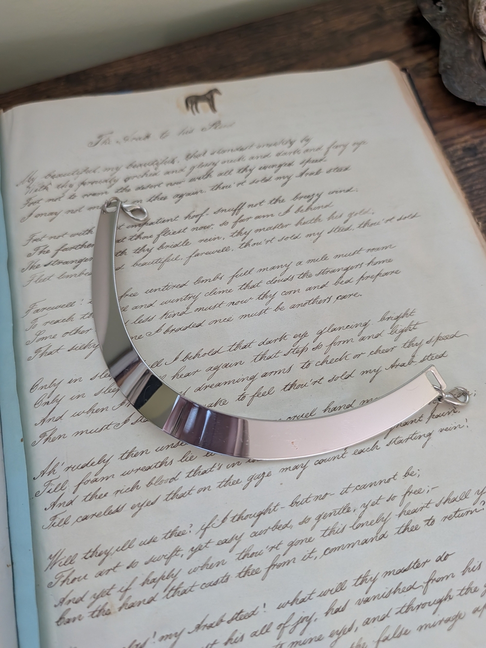 Polished Silver Crescent Collar Necklace - Women Jewelry